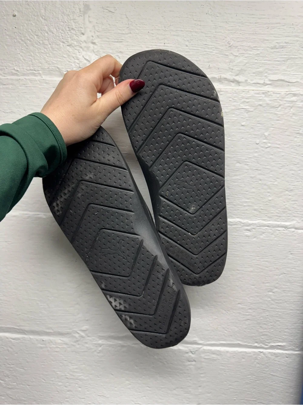 Puma Black Slide Sandals with White Logo